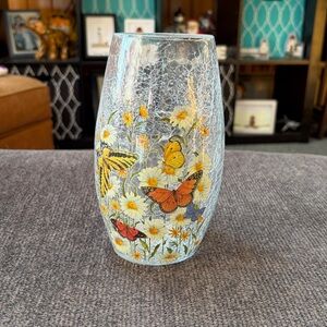 Mirabeau Floral and Butterfly Glass Vase